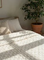 Load image into Gallery viewer, Quilted 100% linen bedspread (duvet) in Off-white colour
