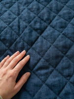 Load image into Gallery viewer, Quilted 100% linen bedspread (duvet) in Dark Night colour
