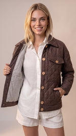 Load image into Gallery viewer, Quilted linen jacket Cocoa
