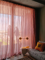 Load image into Gallery viewer, Natural linen sheer tulle in Raspberry colour
