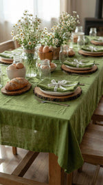 Charger l'image dans la galerie, Serviettes de table 100 % lin vert laitue (lot de 4) – 45x45 cm - Table de Pâques

