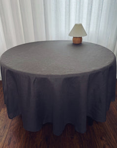 Round tablecloth from graphite linen