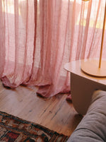 Load image into Gallery viewer, Natural linen sheer tulle in Raspberry colour

