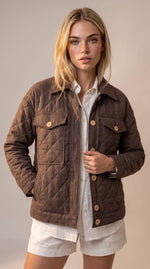 Load image into Gallery viewer, Quilted linen jacket Off White

