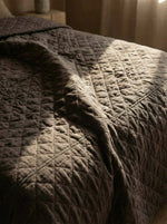 Load image into Gallery viewer, Quilted 100% linen bedspread (duvet) in Cocoa colour
