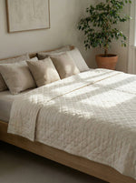 Load image into Gallery viewer, Quilted 100% linen bedspread (duvet) in Off-white colour

