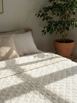 Load image into Gallery viewer, Quilted 100% linen bedspread (duvet) in Off-white colour

