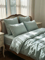 Load image into Gallery viewer, Turquoise linen pillow cases x2

