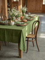 Load image into Gallery viewer, Easter table, tablecloth from soft natural linen in Lettuce Green
