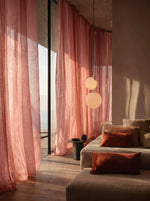 Load image into Gallery viewer, Natural linen sheer tulle in Raspberry colour

