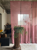 Load image into Gallery viewer, Natural linen sheer tulle in Raspberry colour
