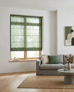 Load image into Gallery viewer, Linen Roman Blinds in Green colour
