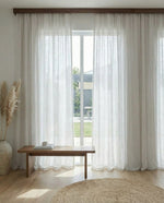 Load image into Gallery viewer, Natural linen sheer tulle in Blue-grey colour - 1 panel
