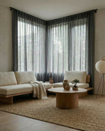 Load image into Gallery viewer, Natural linen sheer tulle in Graphite colour - 1 panel
