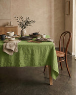 Load image into Gallery viewer, Tablecloth from soft natural linen in Lettuce Green
