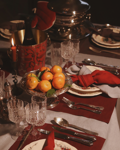 Linen table placemat in burgundy