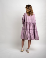 Load image into Gallery viewer, Linen lilac boho dress with ruffles
