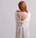 Load image into Gallery viewer, 100% Linen Off-White Dress – Classic Free Style with Open Back
