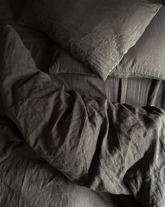 Graphite linen pillow case