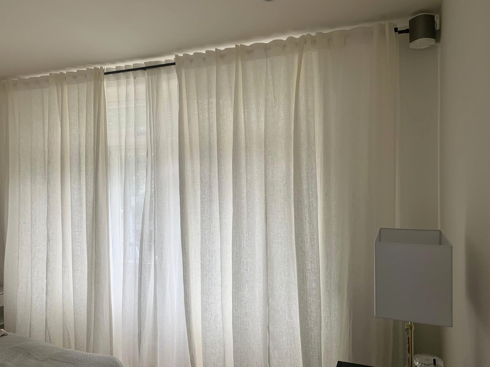 White linen curtains, thick drapes - 1 panel