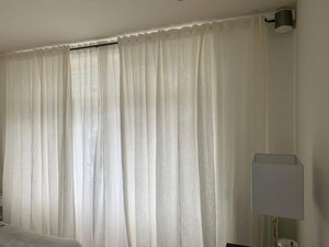 White linen curtains, thick drapes - 1 panel