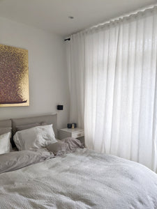 White linen curtains, thick drapes - 1 panel