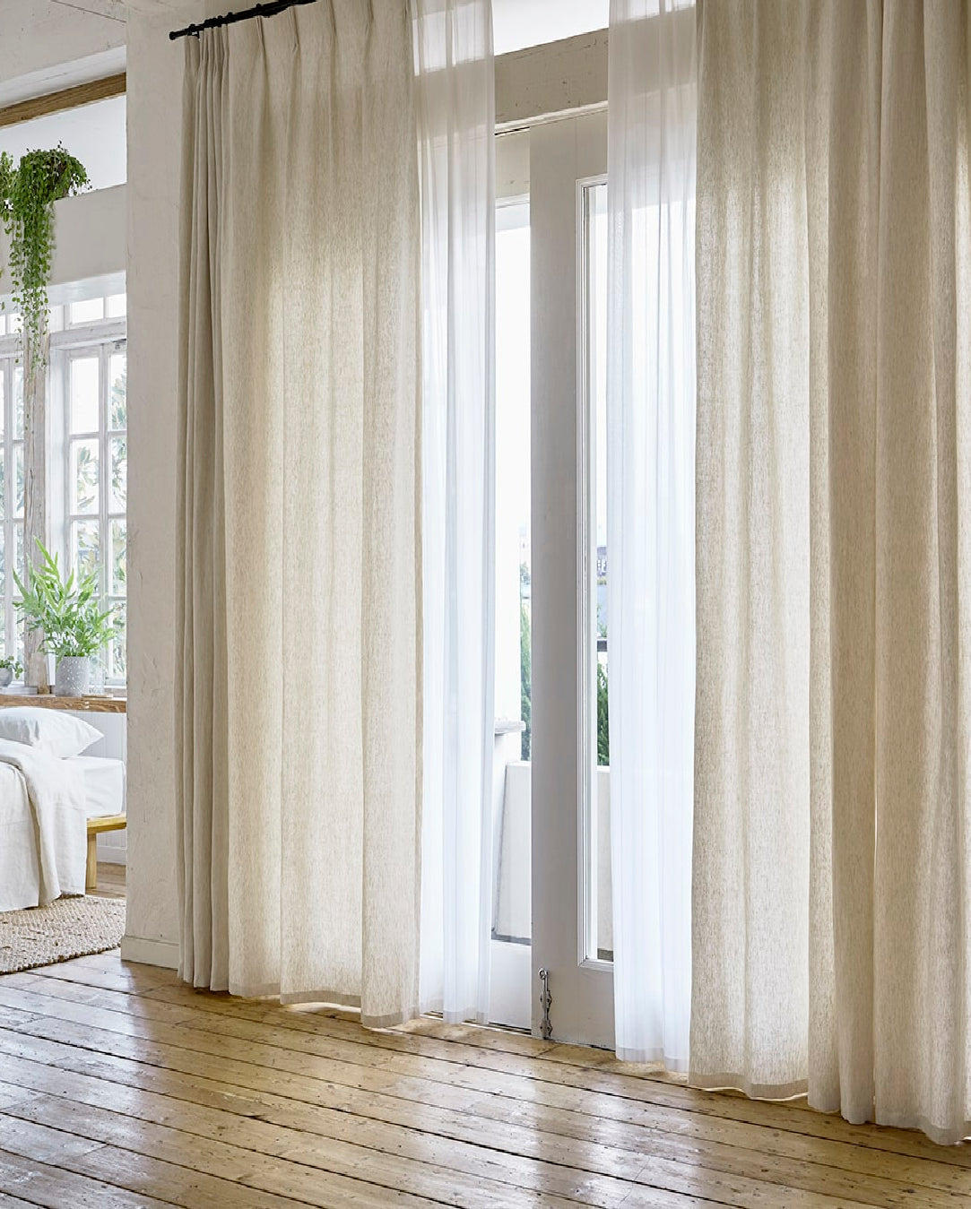 Ivory natural curtains, sheer drapes - 1 panel