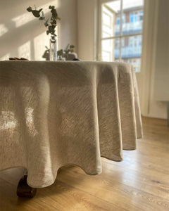 Round tablecloth from Flax natural linen