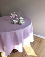 Load image into Gallery viewer, Round tablecloth from soft linen in lilac
