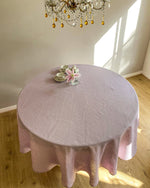 Load image into Gallery viewer, Round tablecloth from soft linen in lilac
