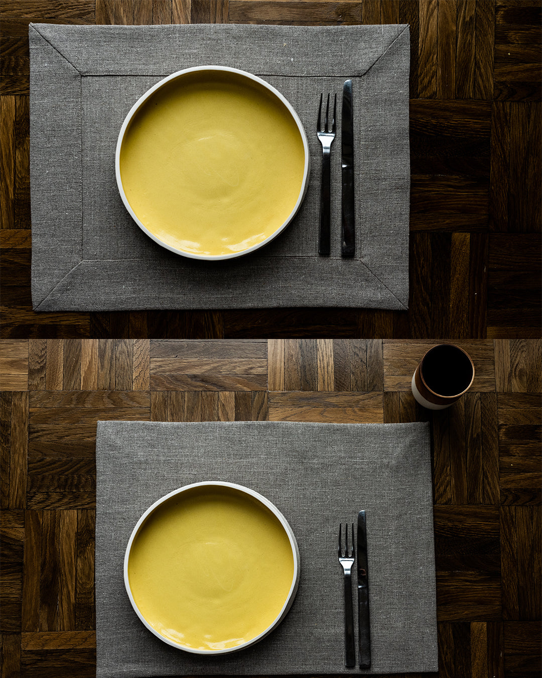 Table placemats from rough linen