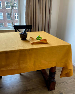 Tablecloth from soft linen in Safran