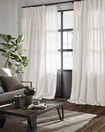 Load image into Gallery viewer, White linen curtains, thick drapes - 1 panel
